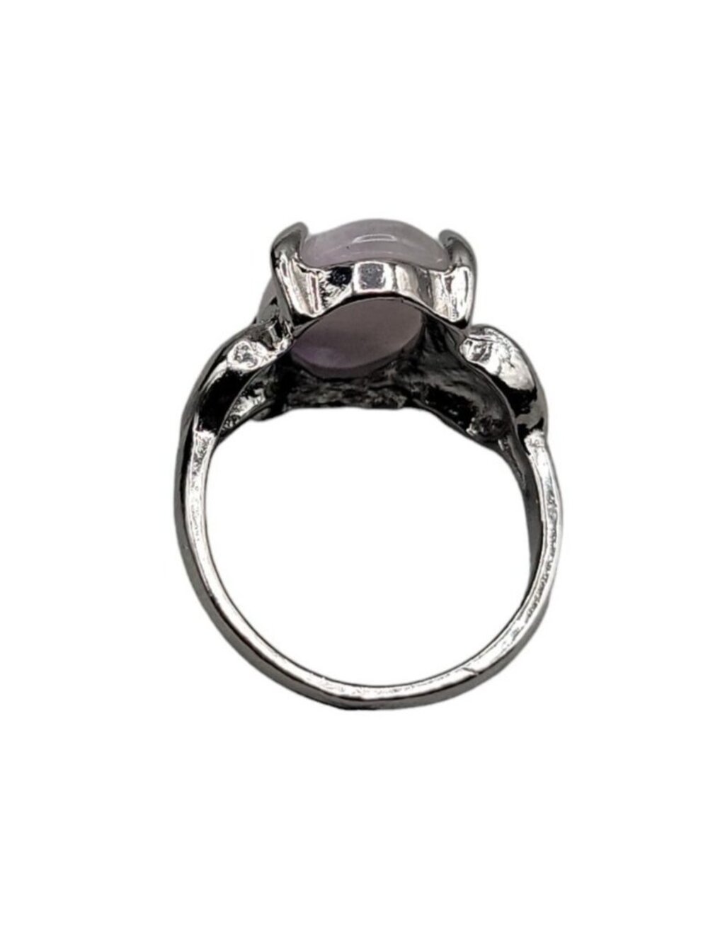 Purple Moonstone Ring Silver Plated Ladies Size 5.5 Heart Side Accents Vintage - Picture 10 of 16